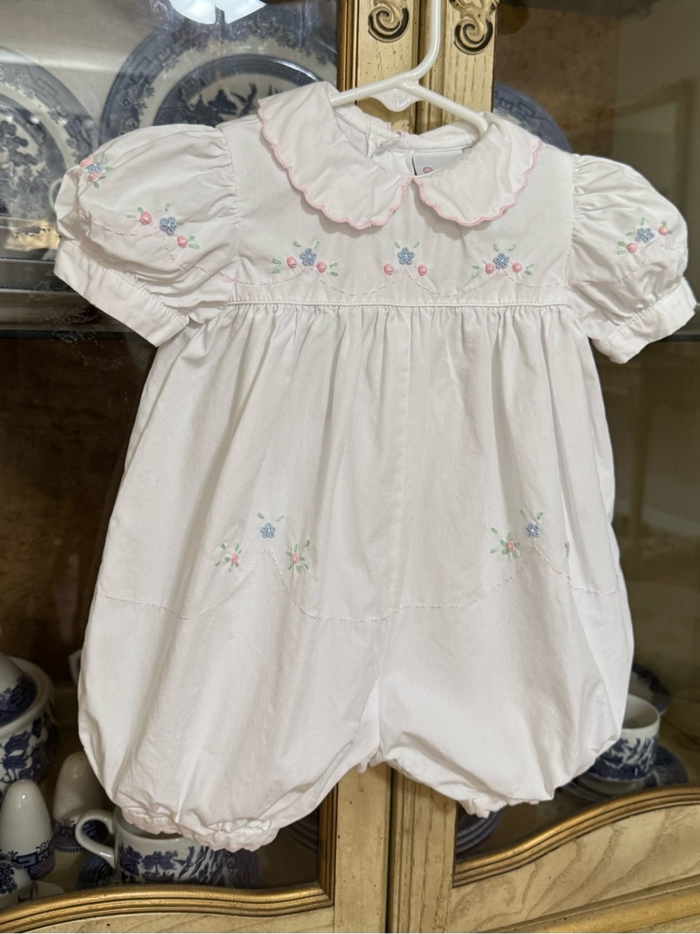 Vintage Small Estates heirloom bubble romper 6m baby girls white